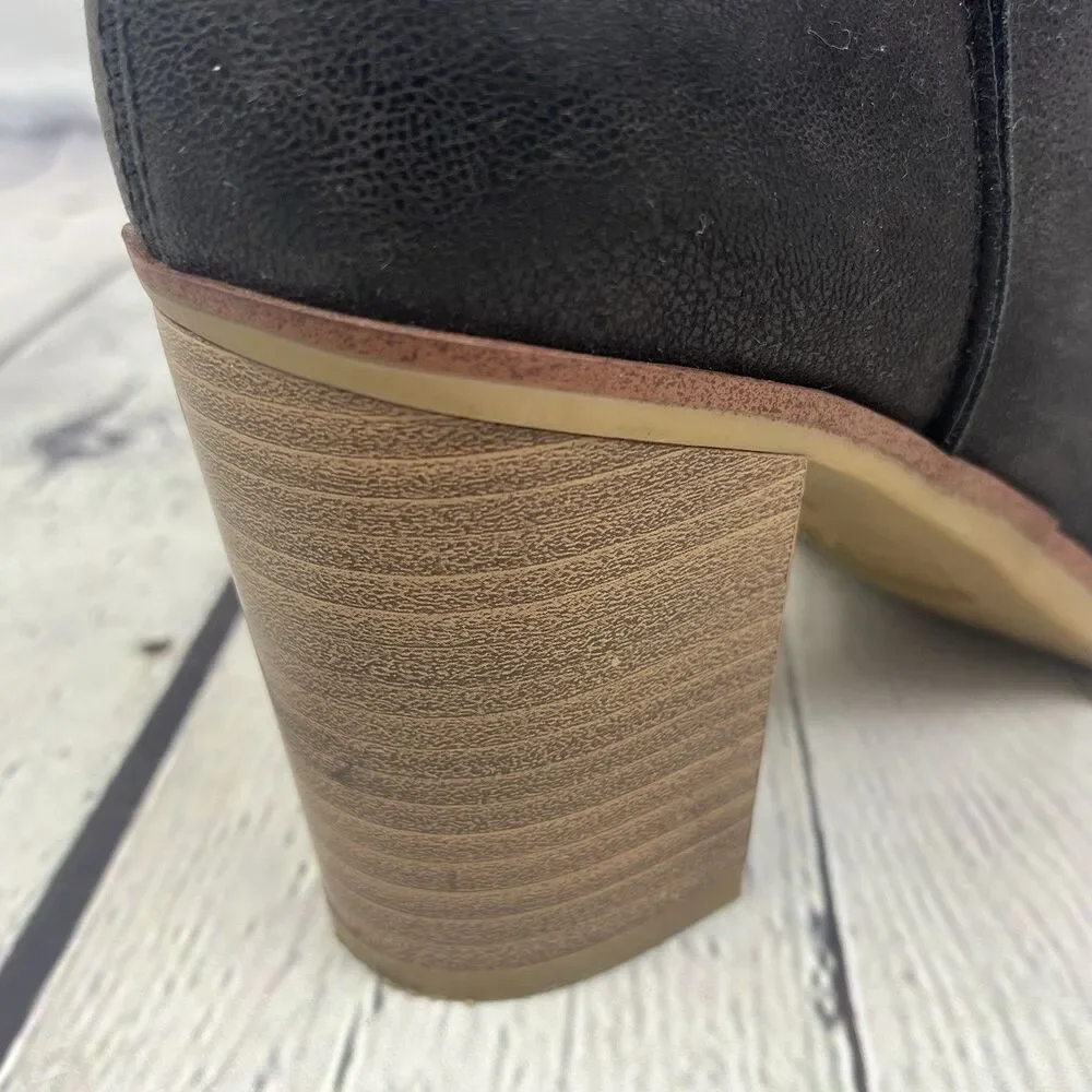 Mia Patton Ankle Boots Women's Size 7M Brown Leather Side Zipper Block Heel EUC